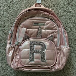 Justice - Rose Gold Initial Backpack
